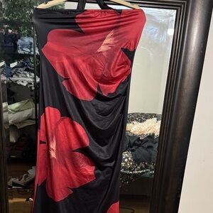 SHEIN Black and Red Strapless Dress
